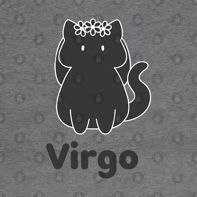 Virgo Cat Zodiac Sign with Text (Black and White) by artdorable